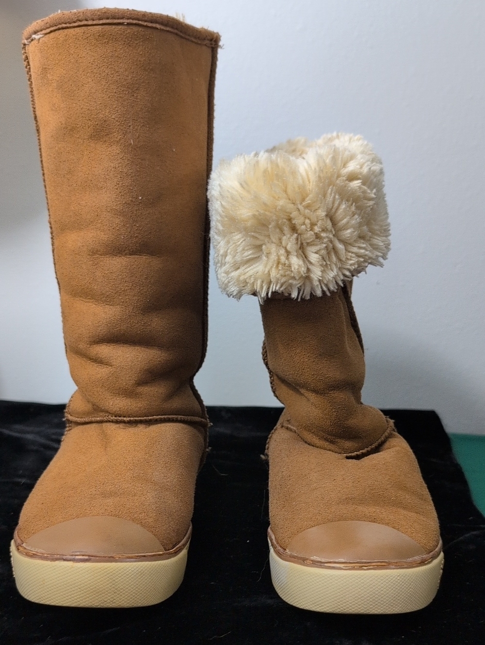 UGG Chestnut Tall Shearling-Cuff Suede Boots